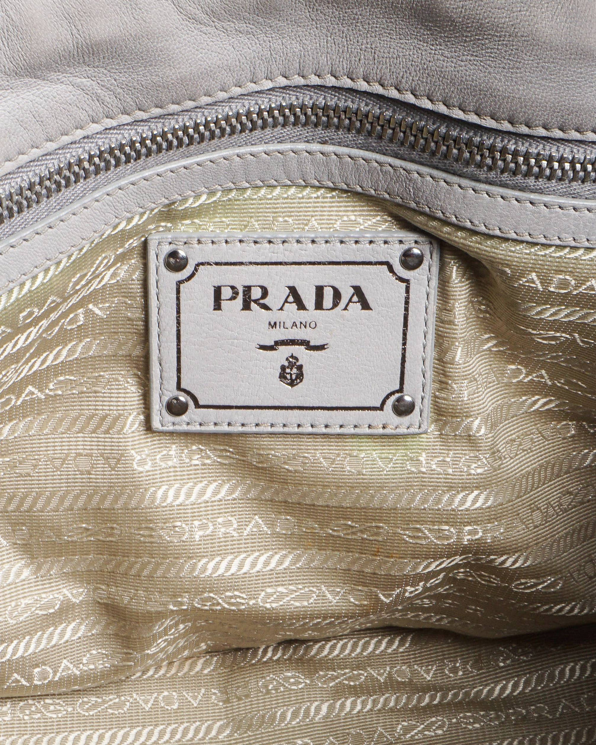 Prada Beige Nappa Gaufre Ruched Leather Shoulder Bag