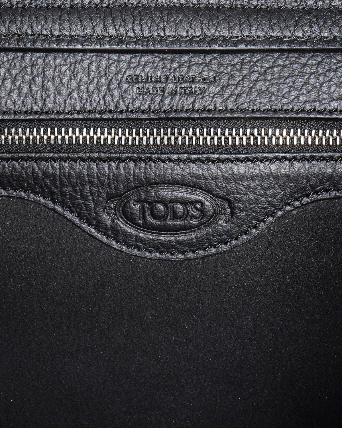 Tod's Wave Small Black Pebbled Leather Handbag