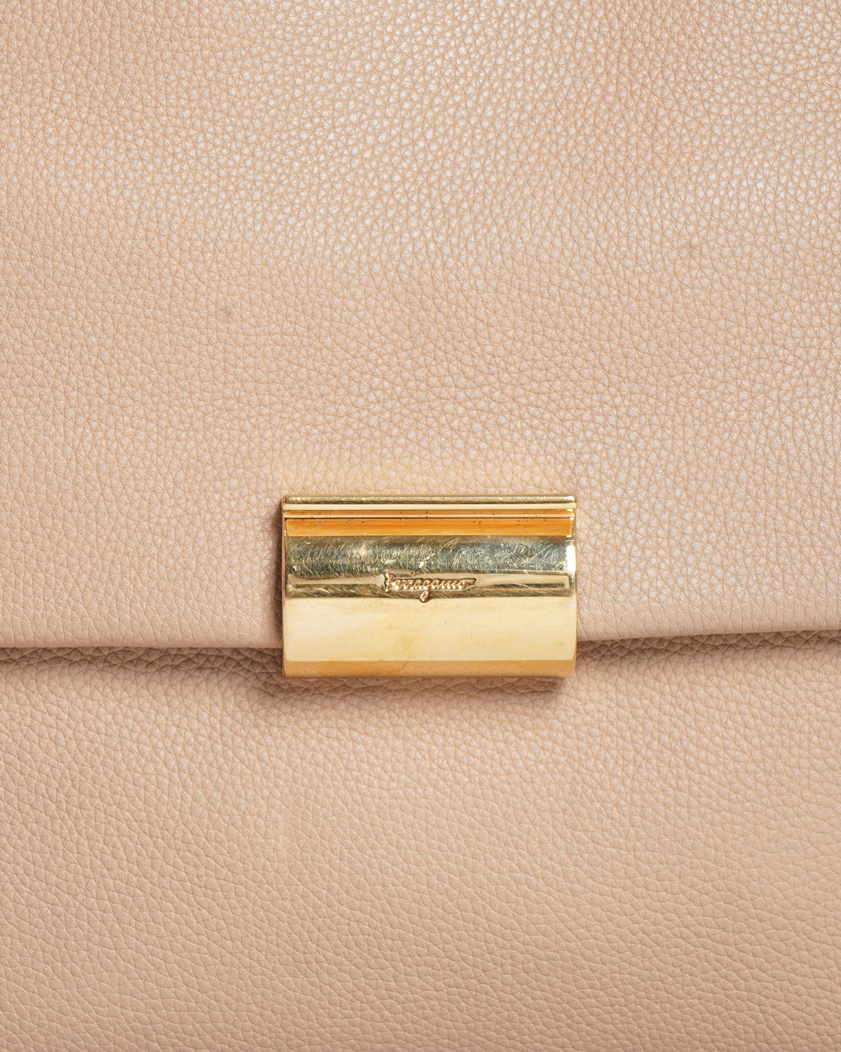 Salvatore Ferragamo Pebbled Leather Medium Ginger Tote Bag