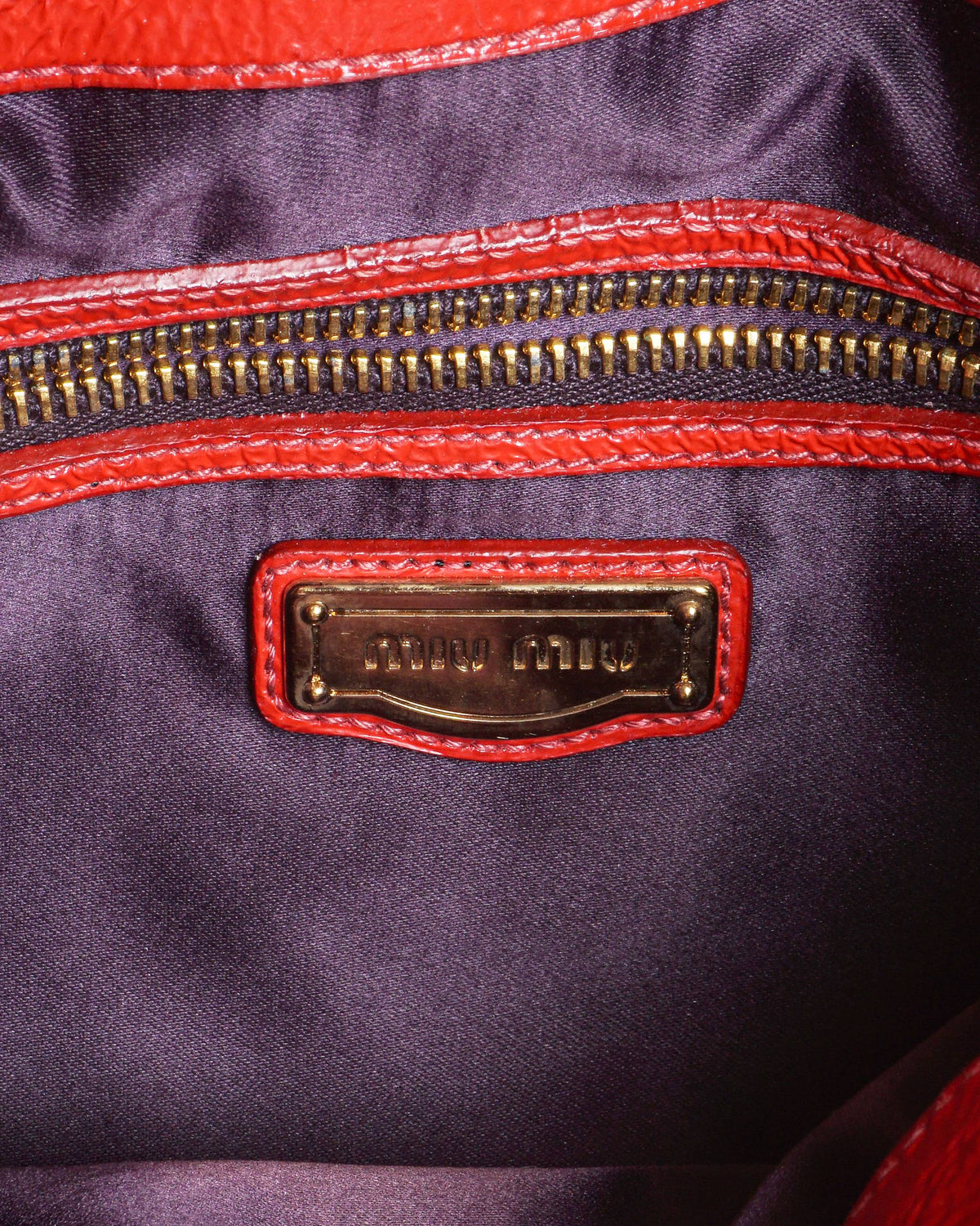 Miu Miu Red Matelassé Leather Braided Coffer Shoulder Bag