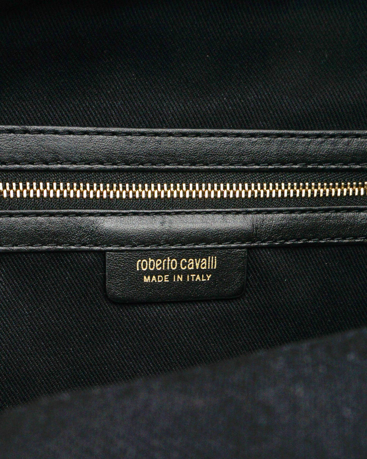 Roberto Cavalli Black Suede Crystal Serpent Backpack