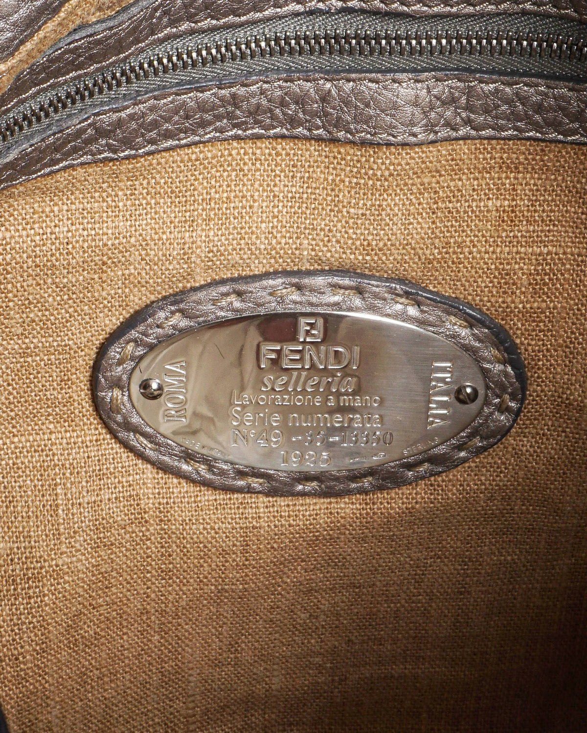 Fendi Selleria Villa Borghese Peltro Metallic Silver Tote