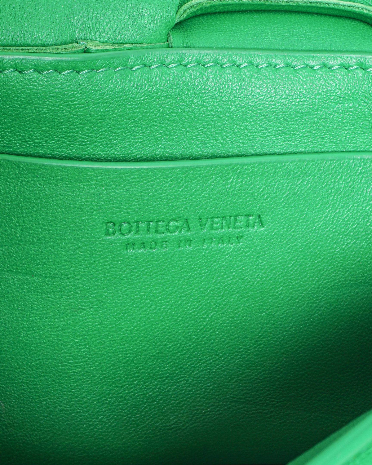 Bottega Veneta Parakeet Green Leather Padded Cassette Mini Bag