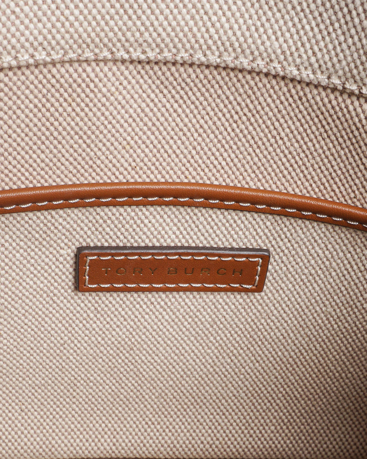 Tory Burch Natural Canvas & Cognac Leather Ella Tote Bag
