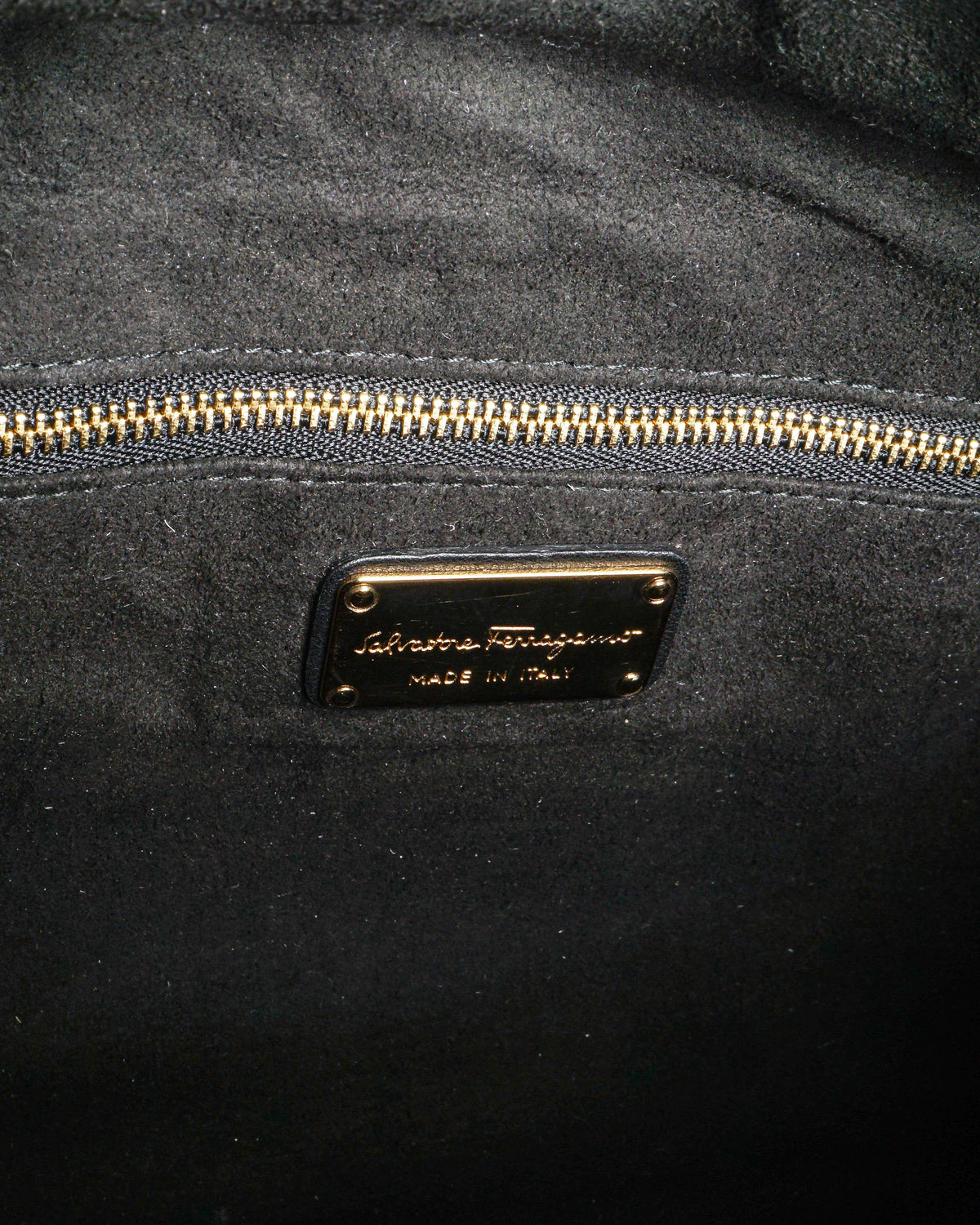 Salvatore Ferragamo Black Leather Arianna Zip Tote Bag