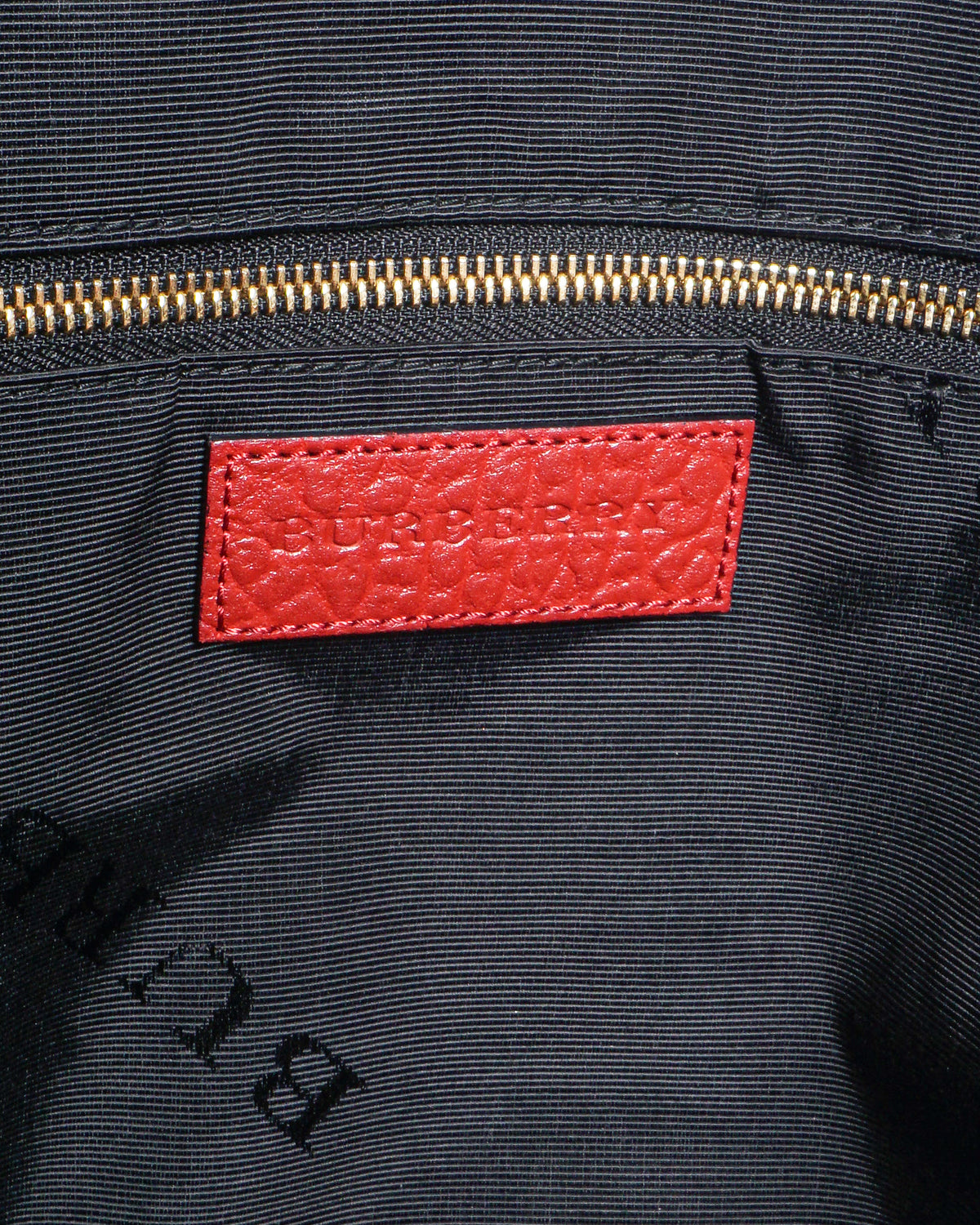 Burberry Red Embossed Check Grained Leather Dome Satchel Bag