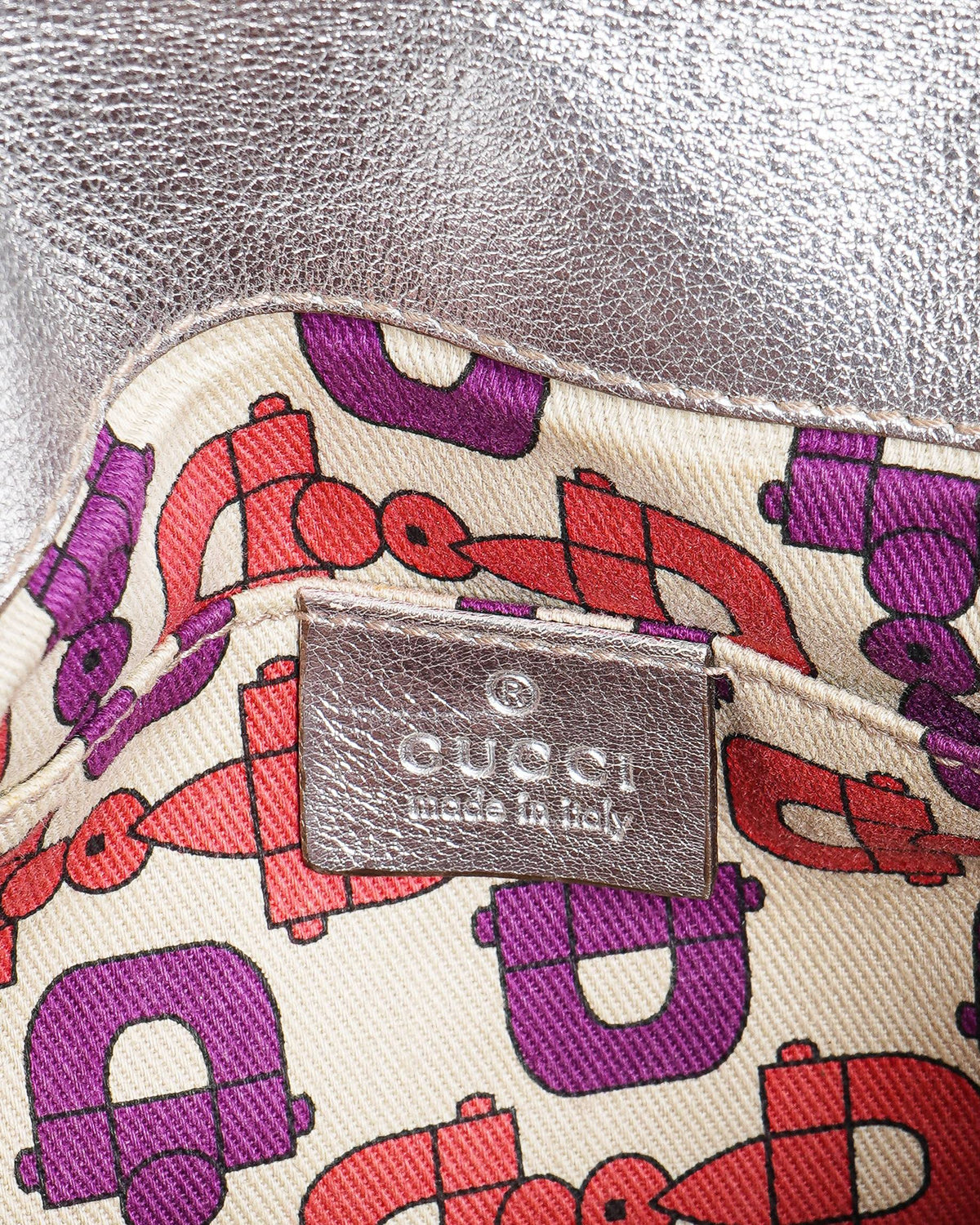 Gucci Metallic Silver Guccissima Britt Shoulder Bag