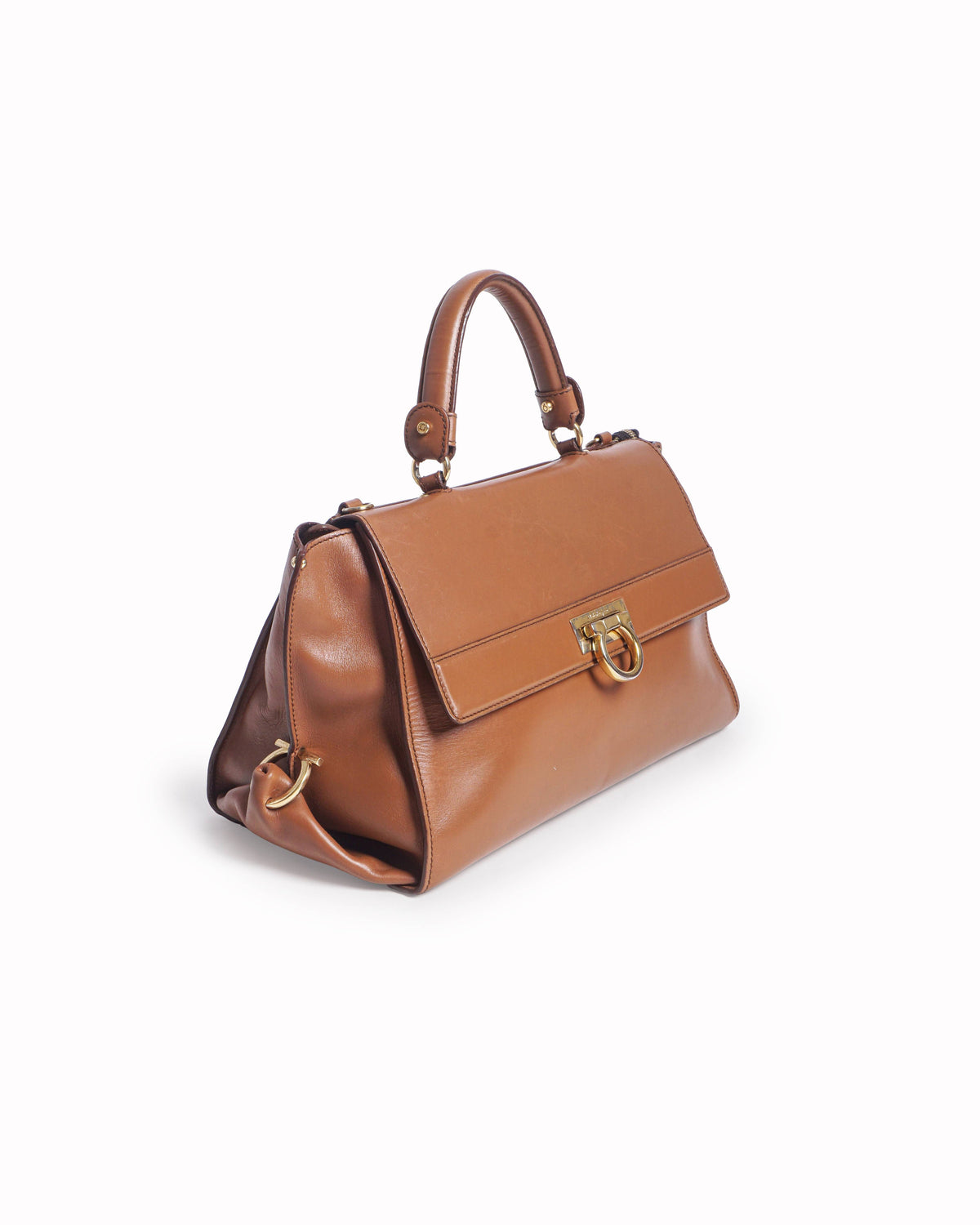 Salvatore Ferragamo Tan Leather Large Sofia Top Handle Bag