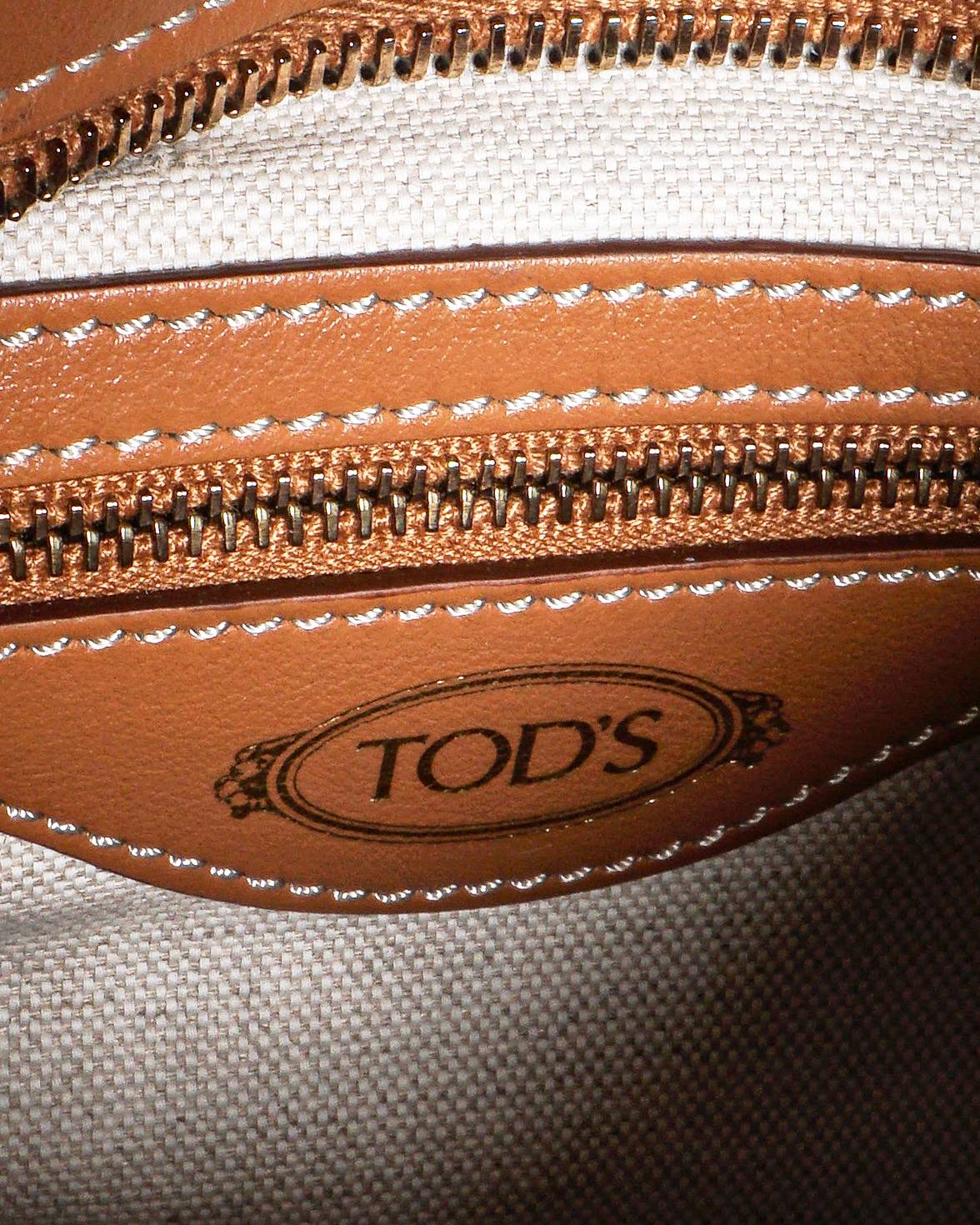 Tod's Small Oboe Brown Leather Woven Raffia Hobo Bag