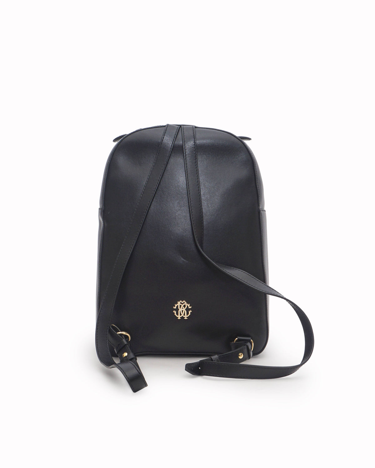 Roberto Cavalli Black Suede Crystal Serpent Backpack