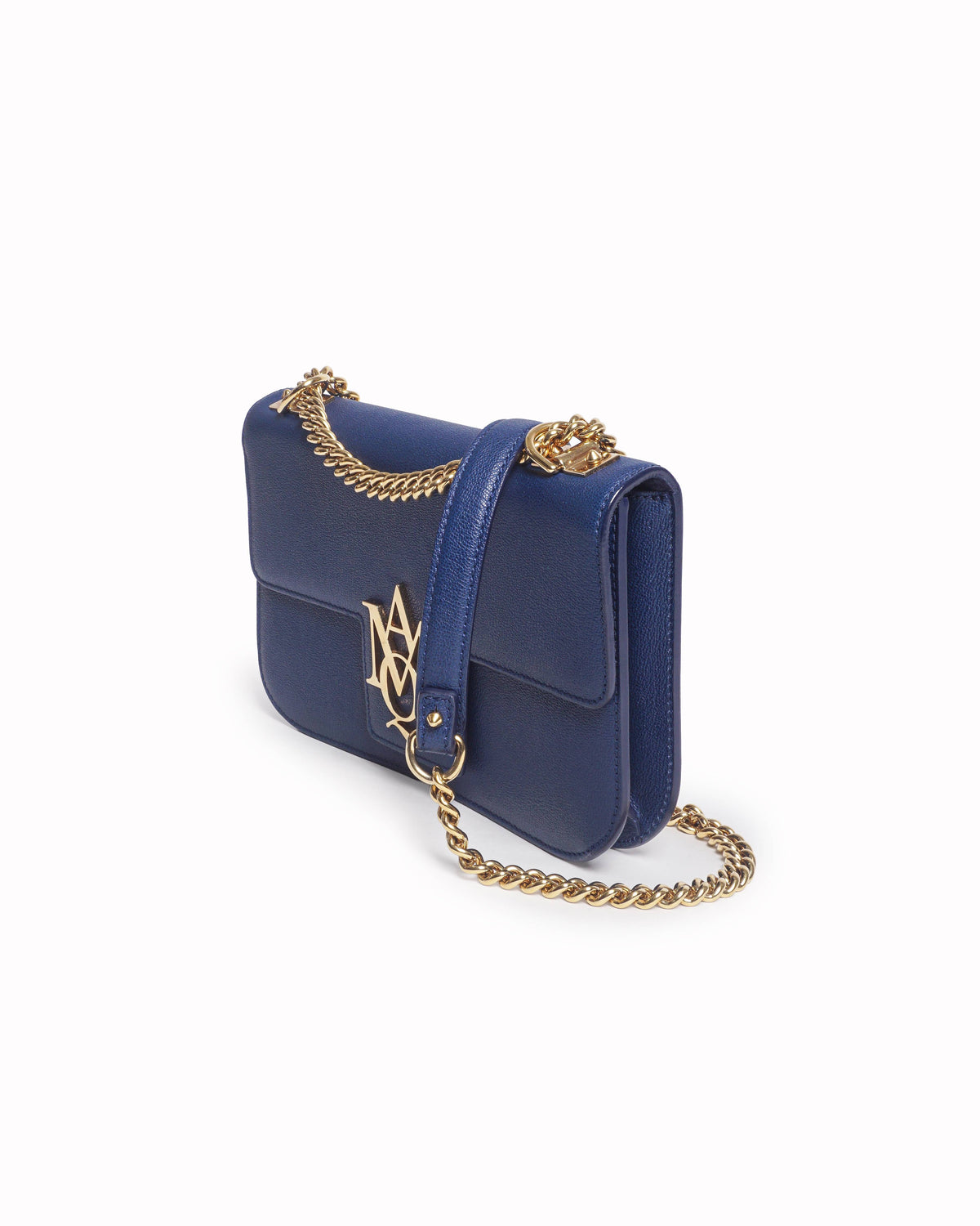 Alexander McQueen Royal Blue Leather Insignia Chain Satchel Bag