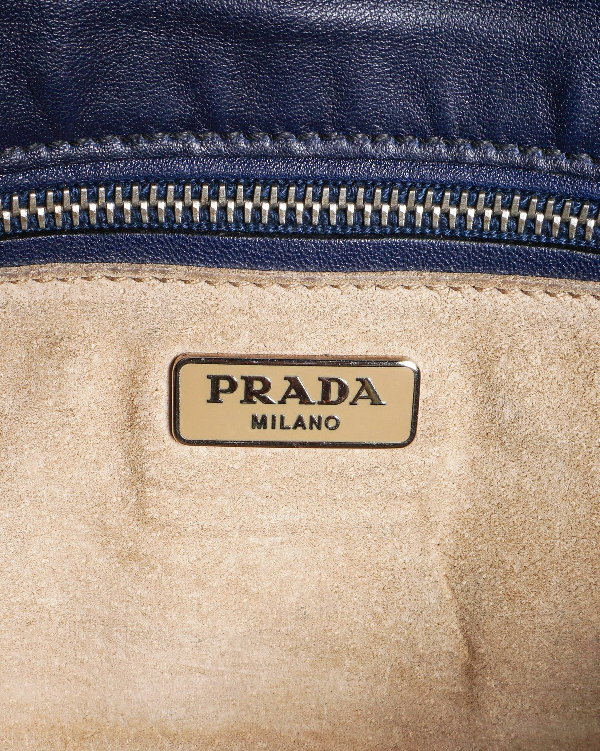 Prada Blue / Black Vernice Patent Leather Buckle Flap Shoulder Bag