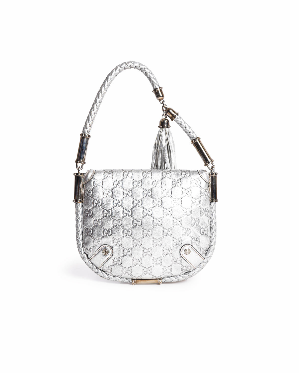 Gucci Metallic Silver Guccissima Britt Shoulder Bag