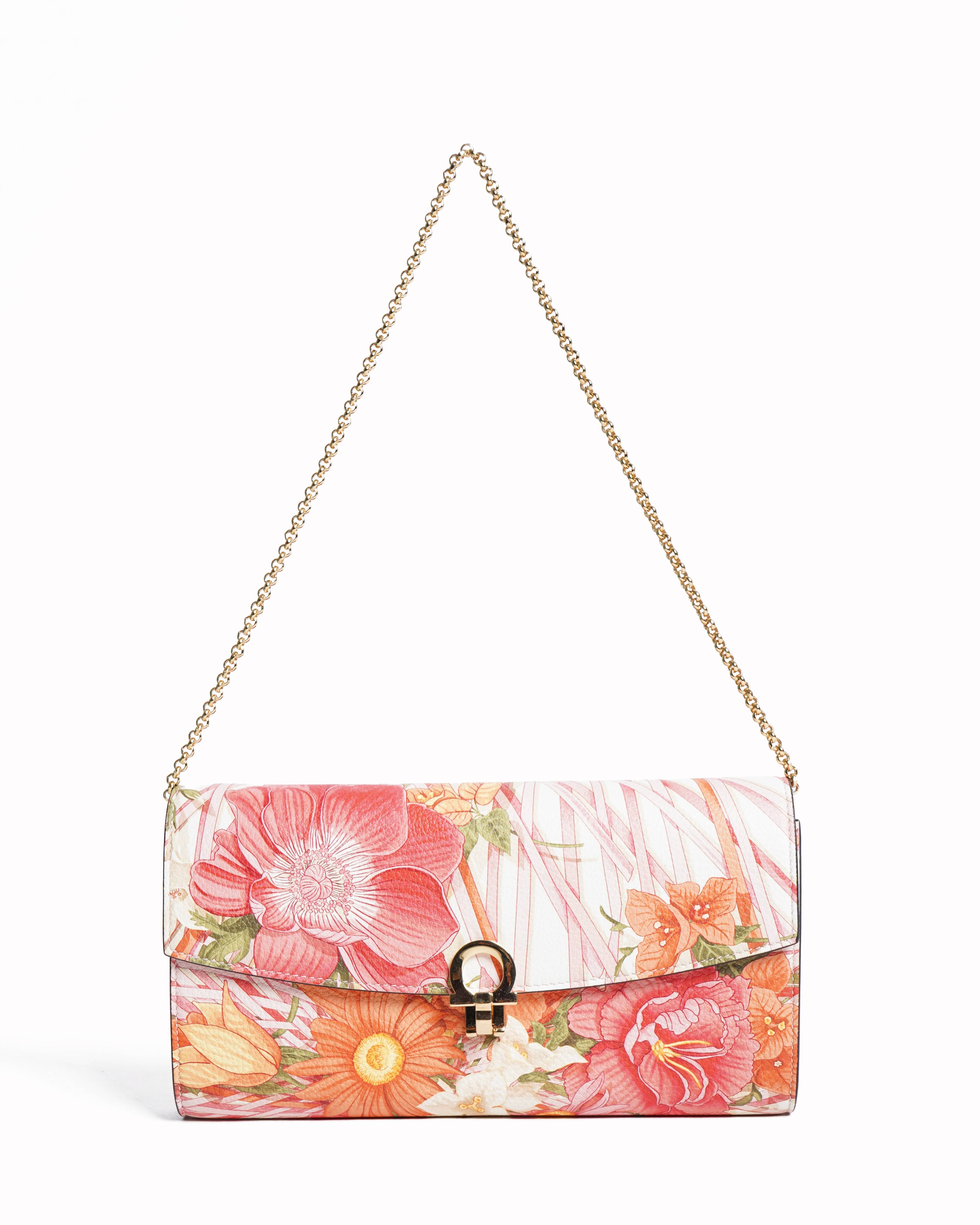 Salvatore Ferragamo floral print shoulder clutch bag