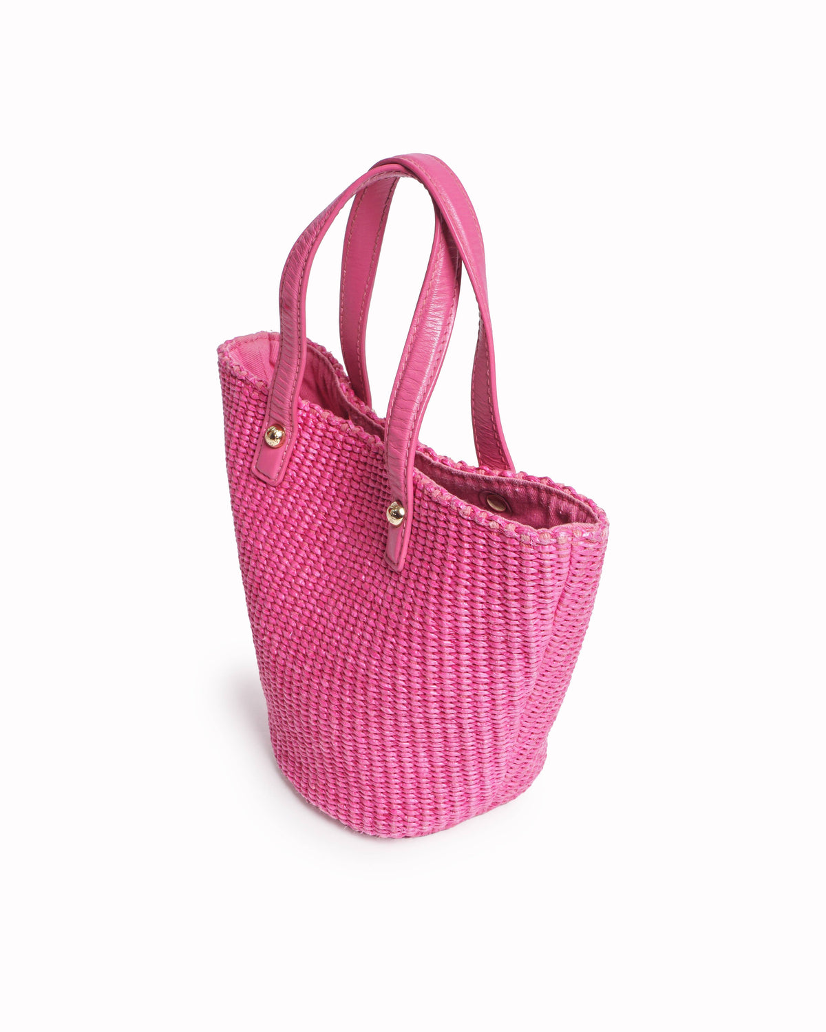 Dolce & Gabbana Pink Straw DG Logo Tote Bag