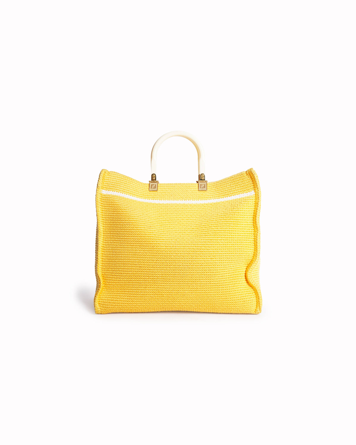 Fendi Yellow Crochet & Leather Sunshine Tote