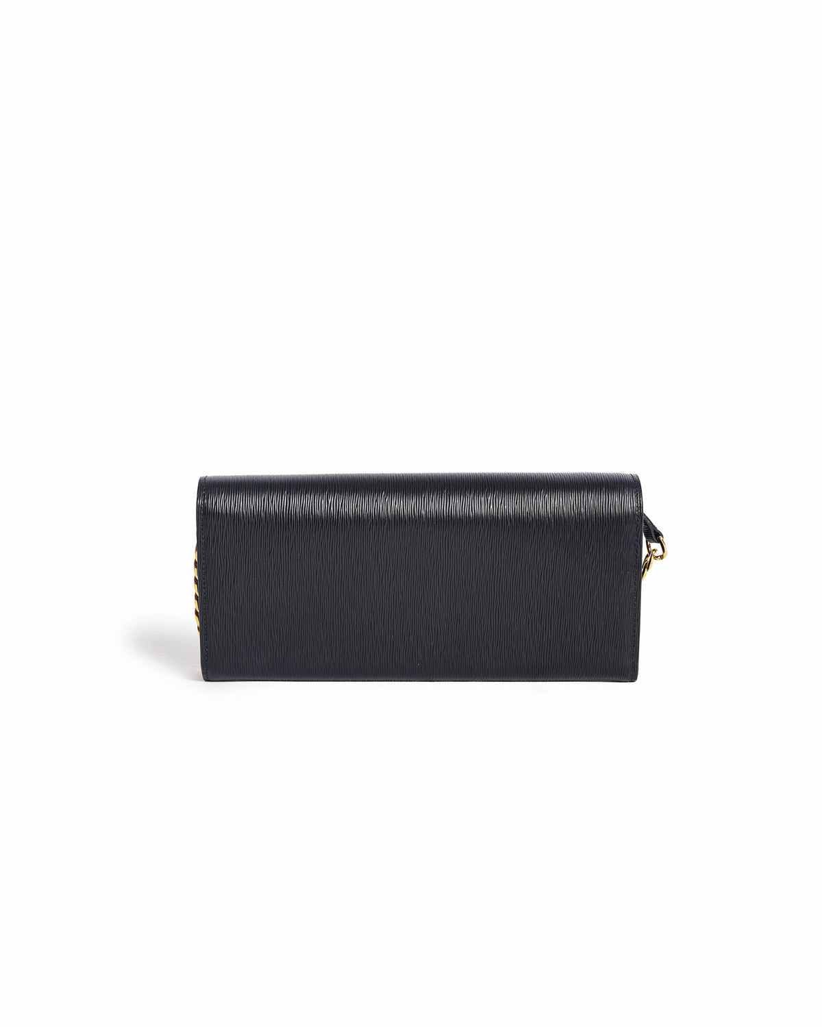 Prada Black Vitello Move Leather Continental Wallet On Chain