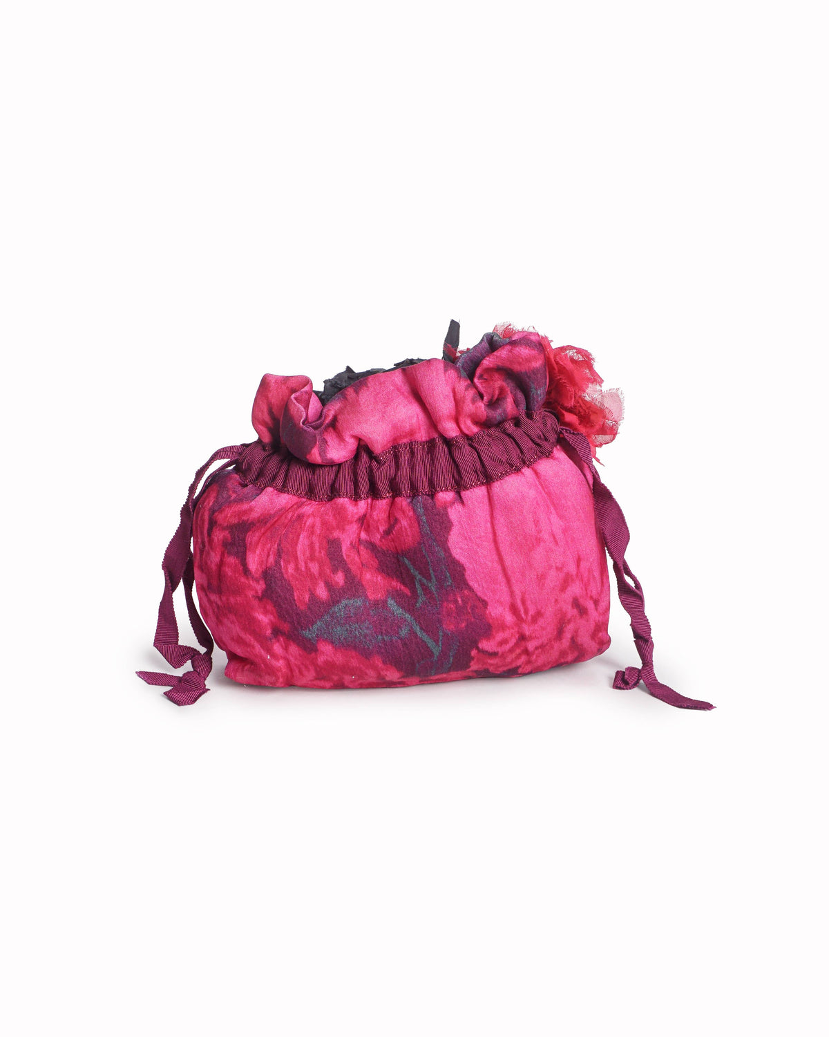 Lanvin Fuchsia Tie-Dye Floral Fabric Evening Crossbody Bag