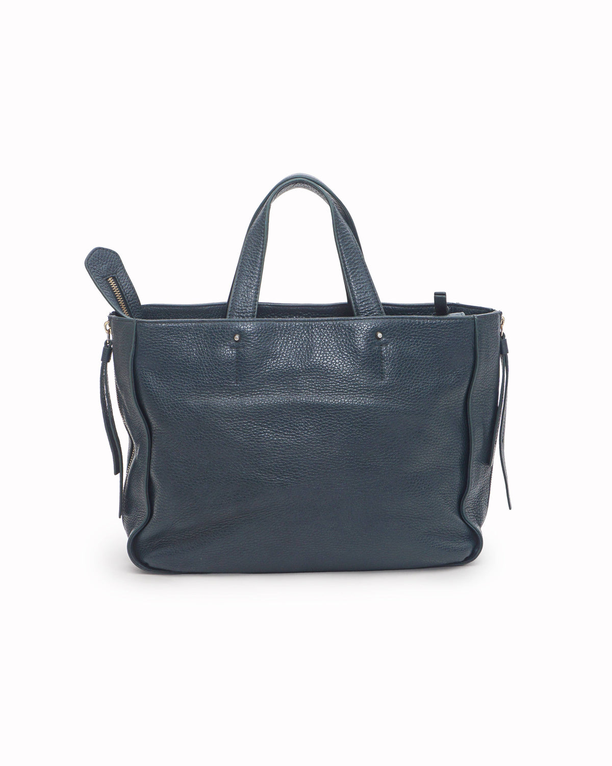Furla Forest Green Grained Leather Zip-Top Tote Bag