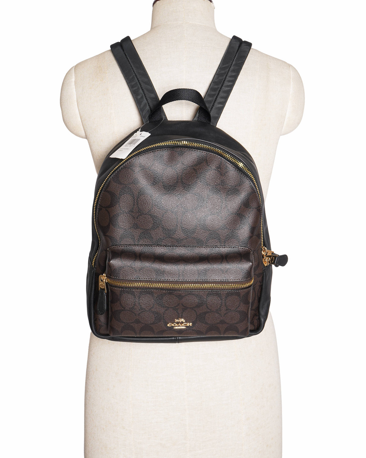 New Coach Monogram Backpack In Brown & Black