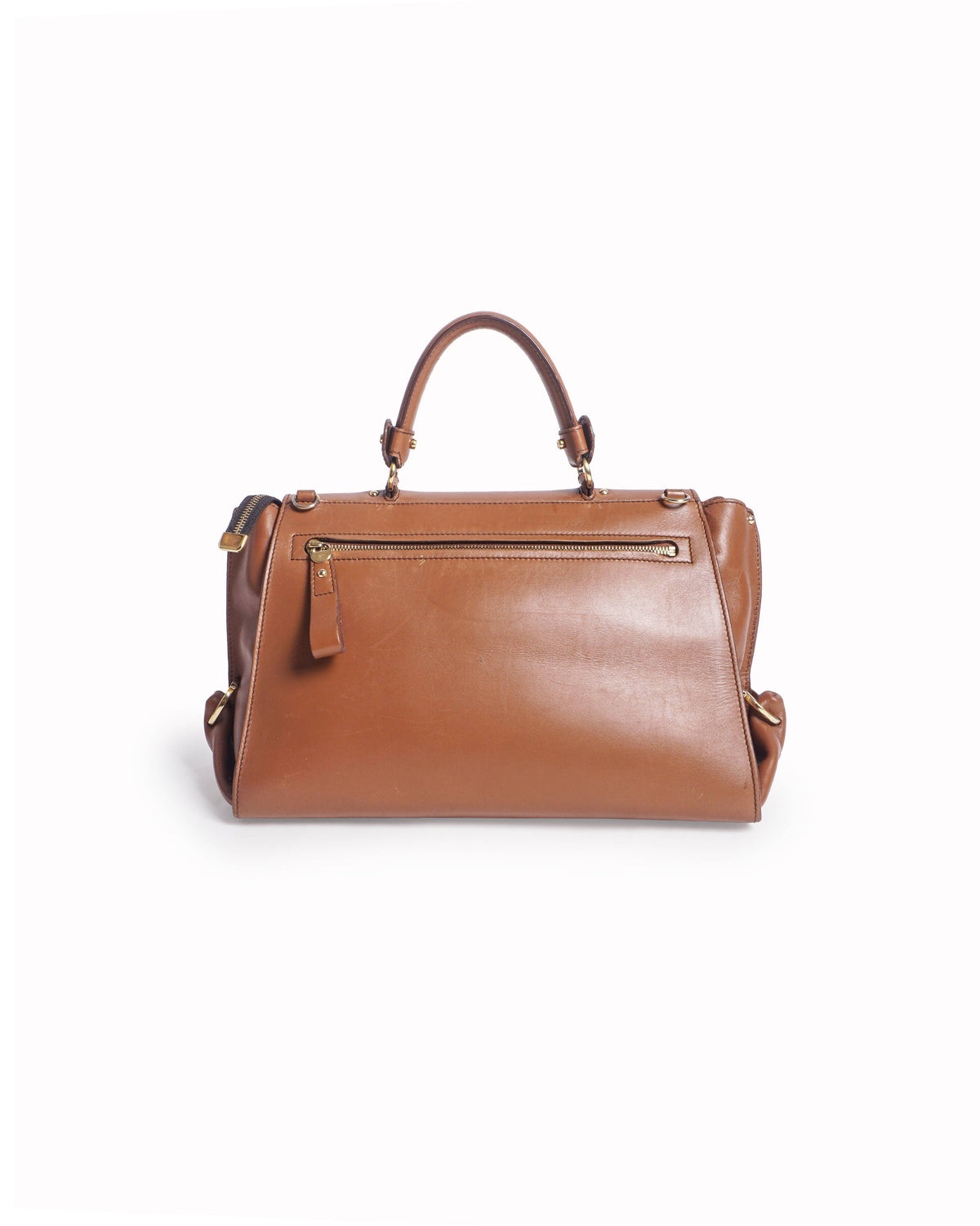 Salvatore Ferragamo Tan Leather Large Sofia Top Handle Bag