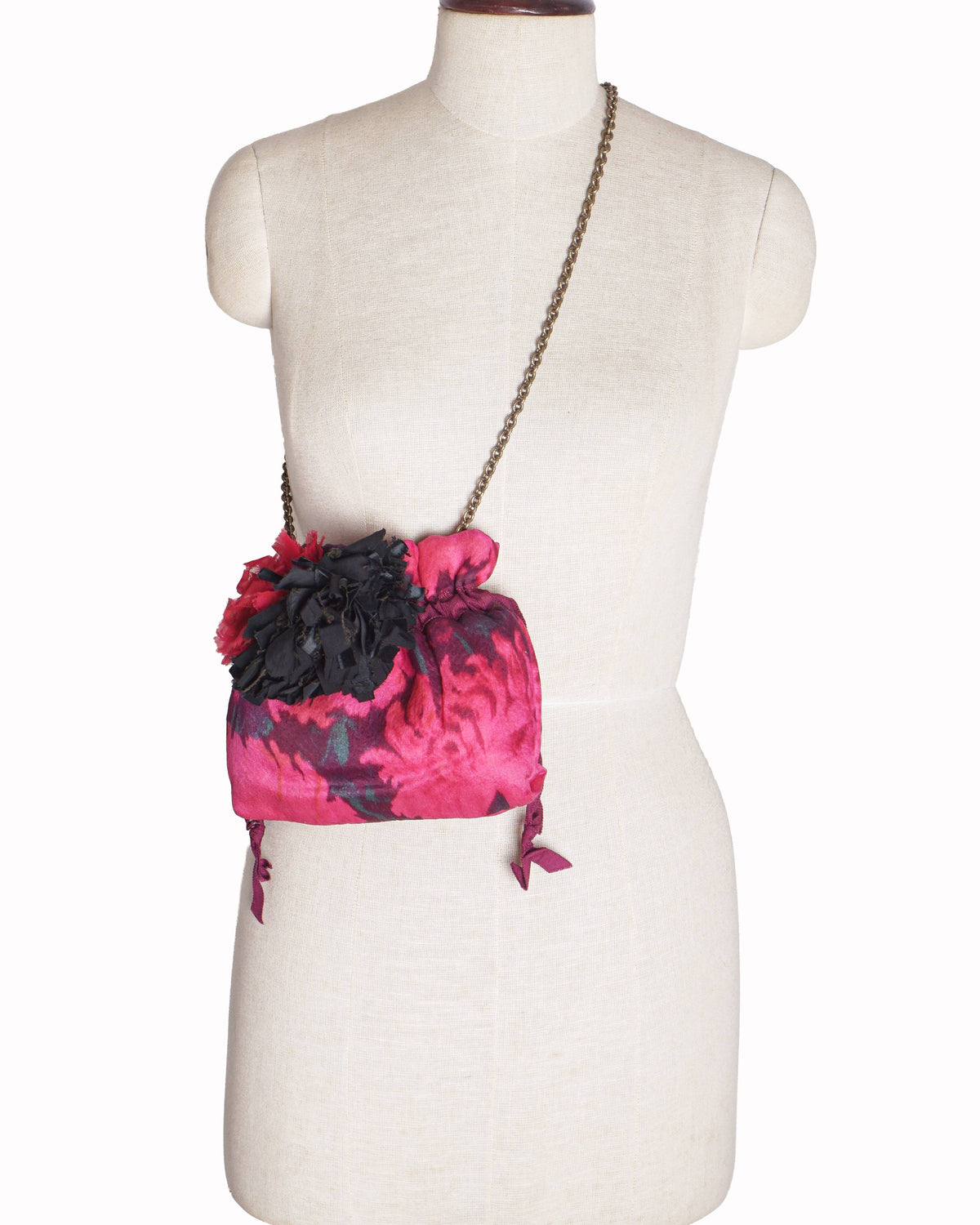 Lanvin Fuchsia Tie-Dye Floral Fabric Evening Crossbody Bag