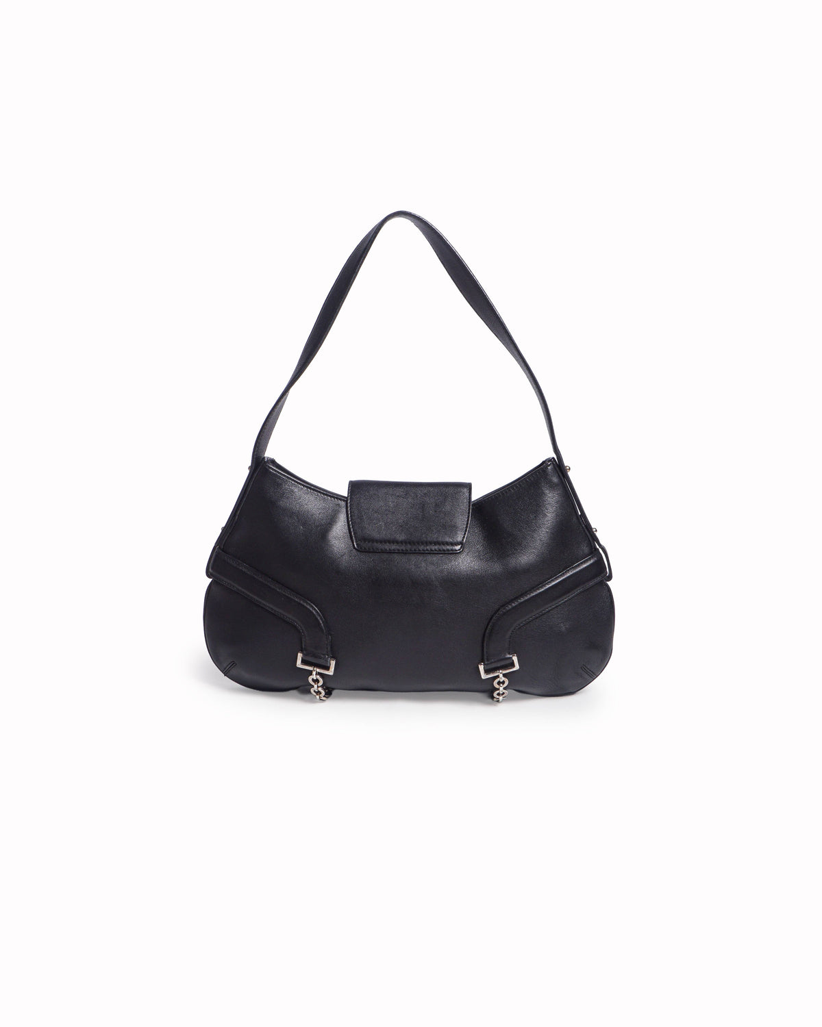 Salvatore Ferragamo Black Gancini Leather Hobo Shoulder Bag