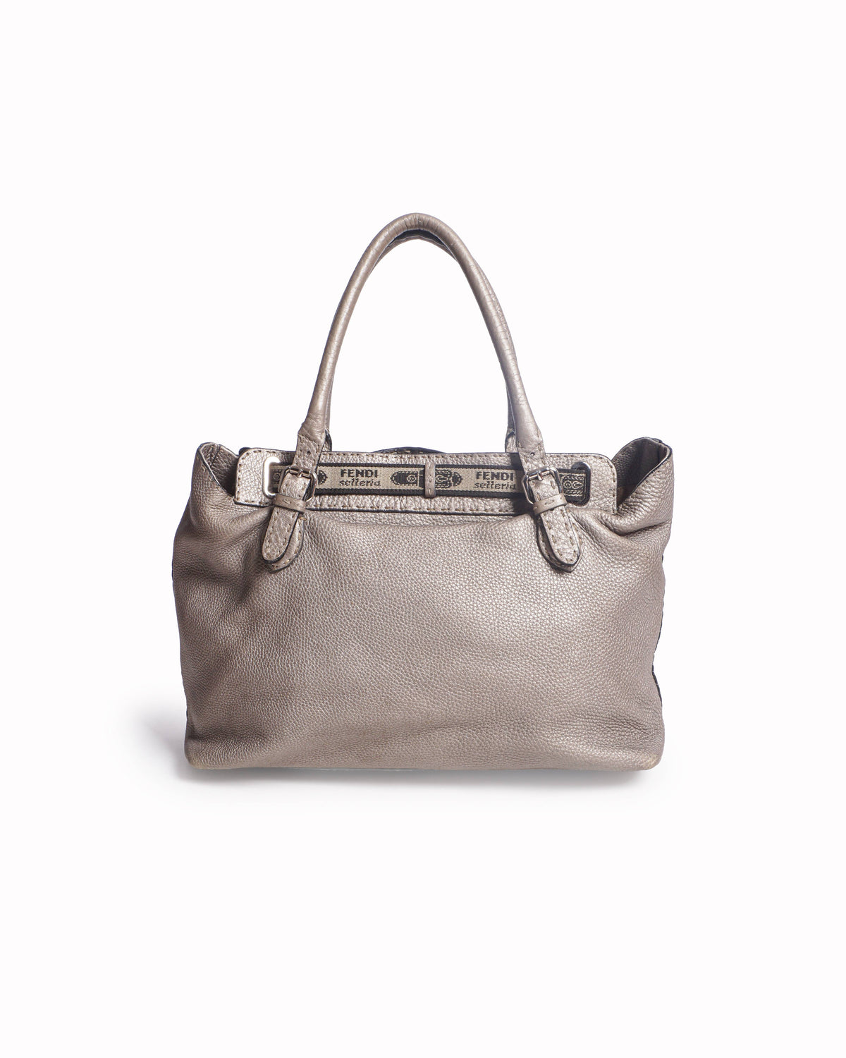 Fendi Selleria Villa Borghese Peltro Metallic Silver Tote