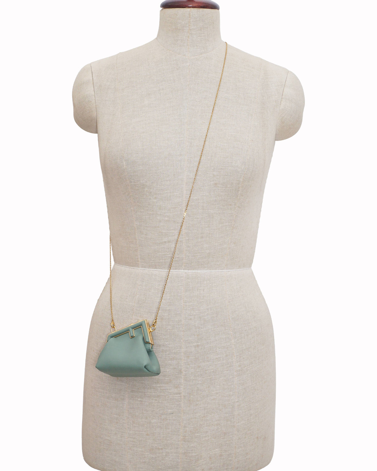 Fendi First Sage Green Leather Nano Charm Bag