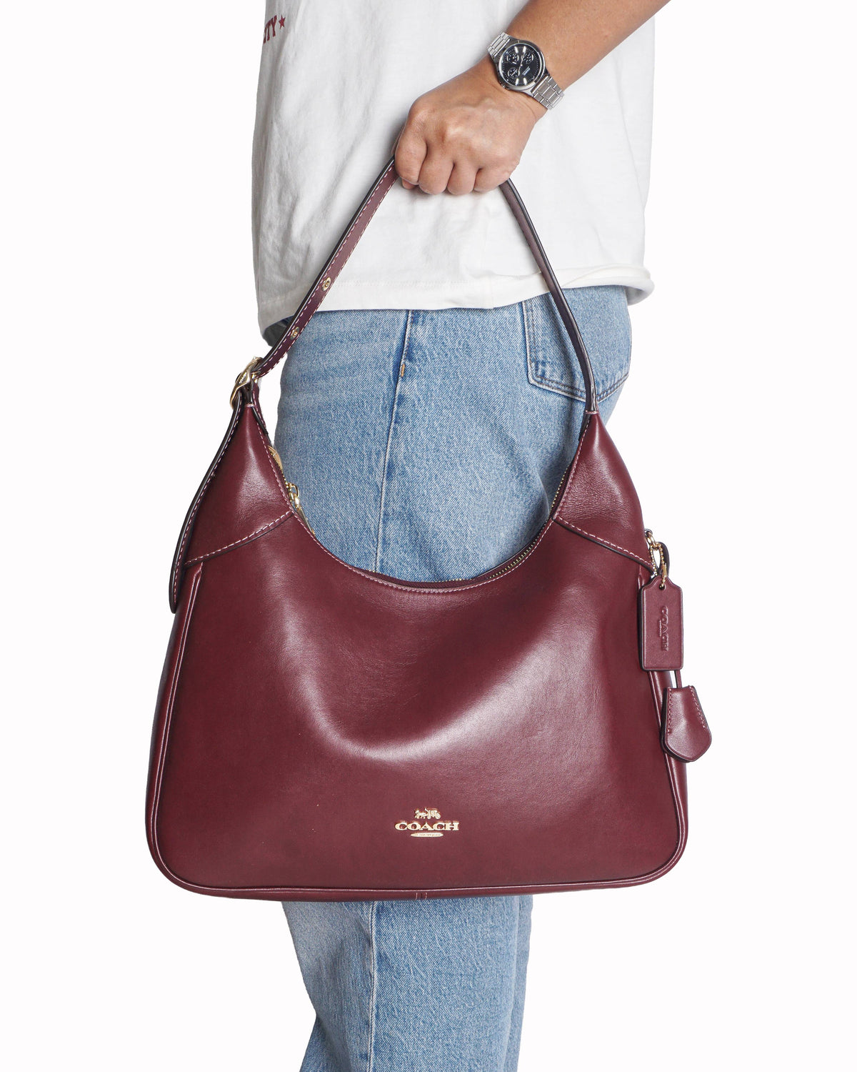 Coach Maroon Leather Ella Shoulder Bag