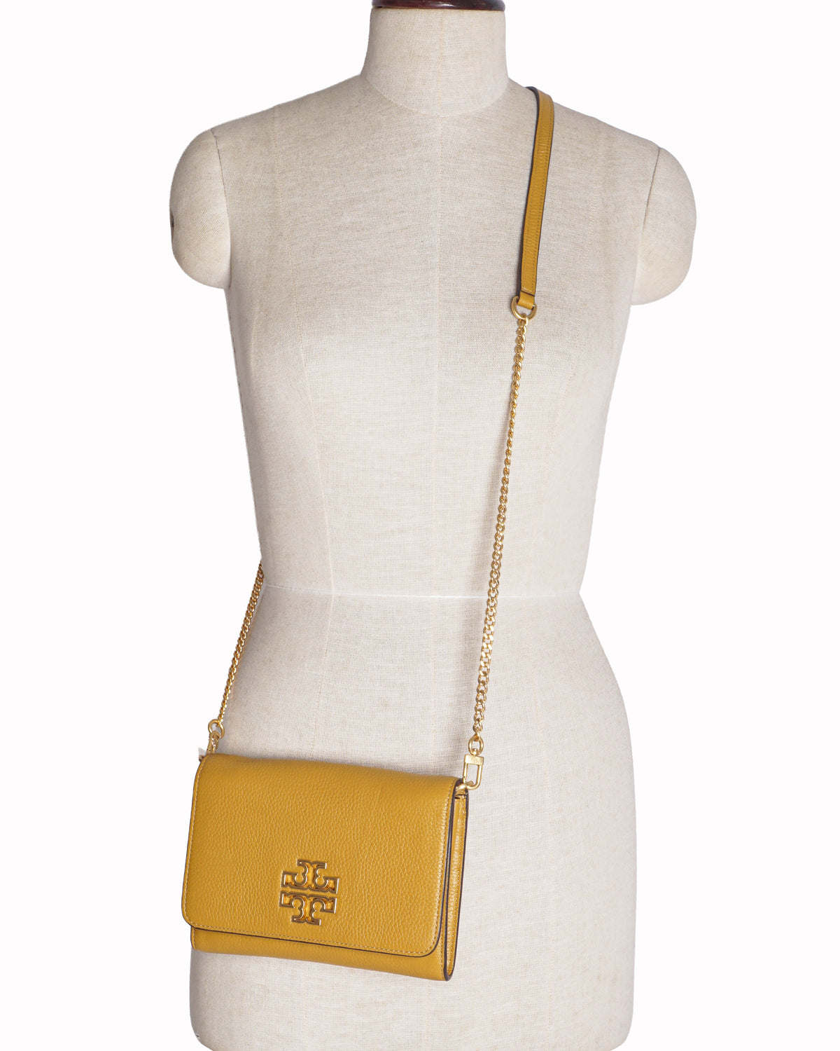 Tory Burch Mustard Yellow Britten Combo Crossbody Bag