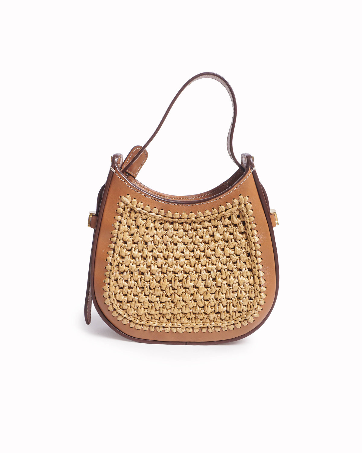 Tod's Small Oboe Brown Leather Woven Raffia Hobo Bag