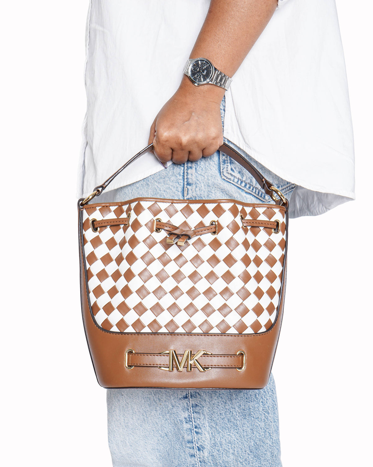 Michael Kors Reed Medium Belted Bucket Messenger Bag
