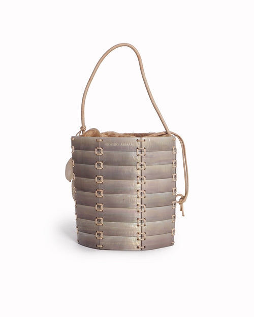 Giorgio Armani Iridescent Mother-of-Pearl Segmented Bucket Bag