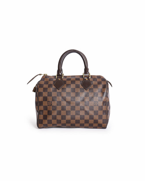 Louis Vuitton Damier Ebene Canvas Speedy 25 Handbag