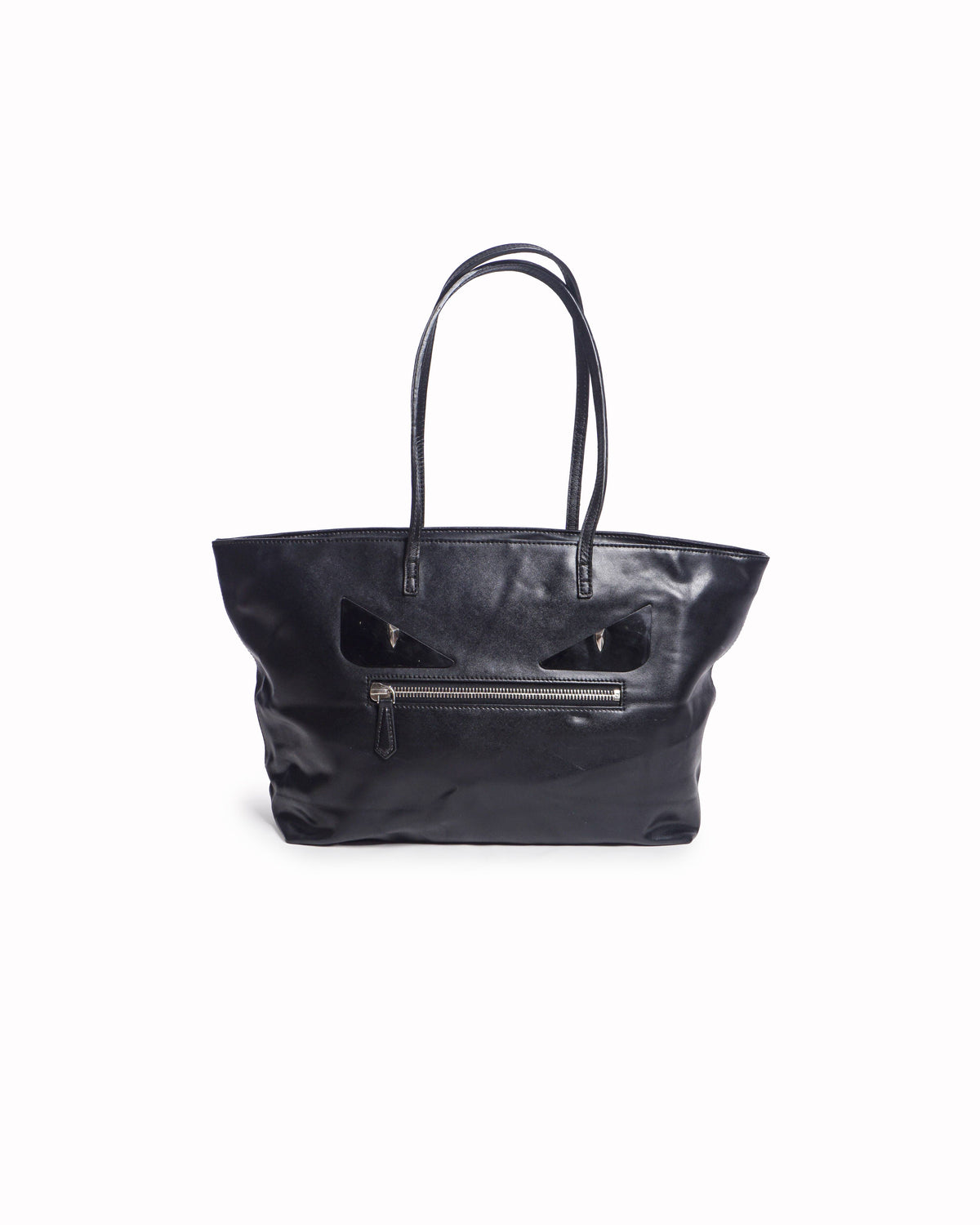 Fendi Black Leather Monster Roll Tote Bag