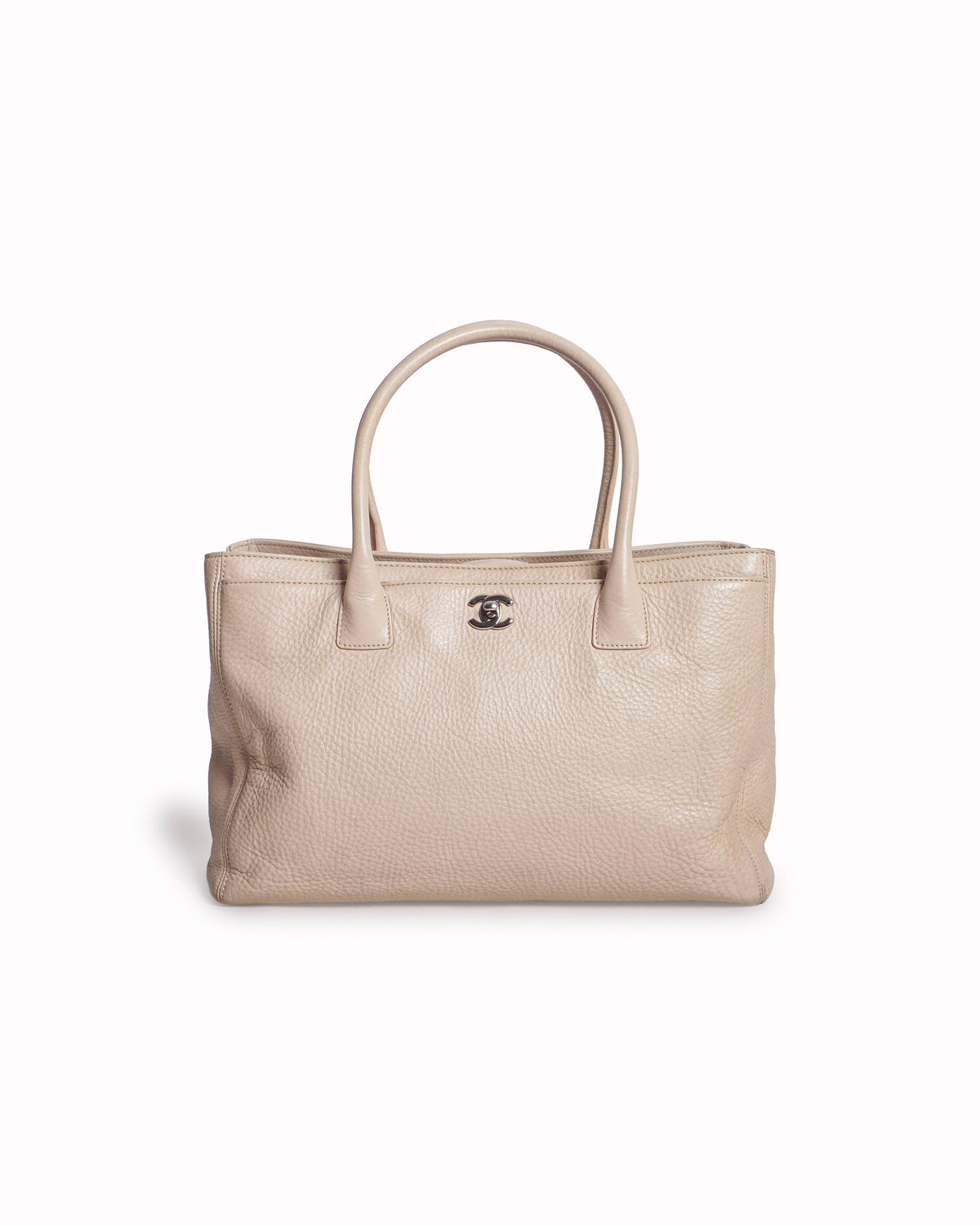 Chanel Beige Pebbled Leather Executive Cerf Tote