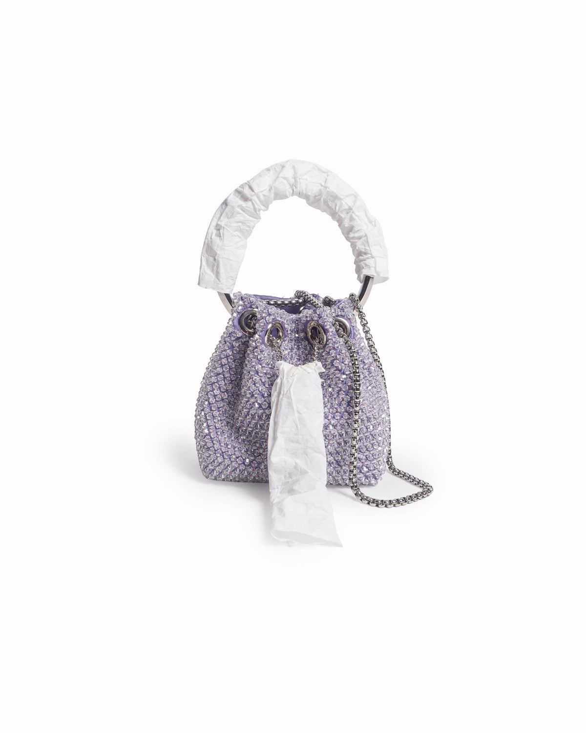 Jimmy Choo Lilac Crystal Micro Bon Bon Beaded Bucket Bag