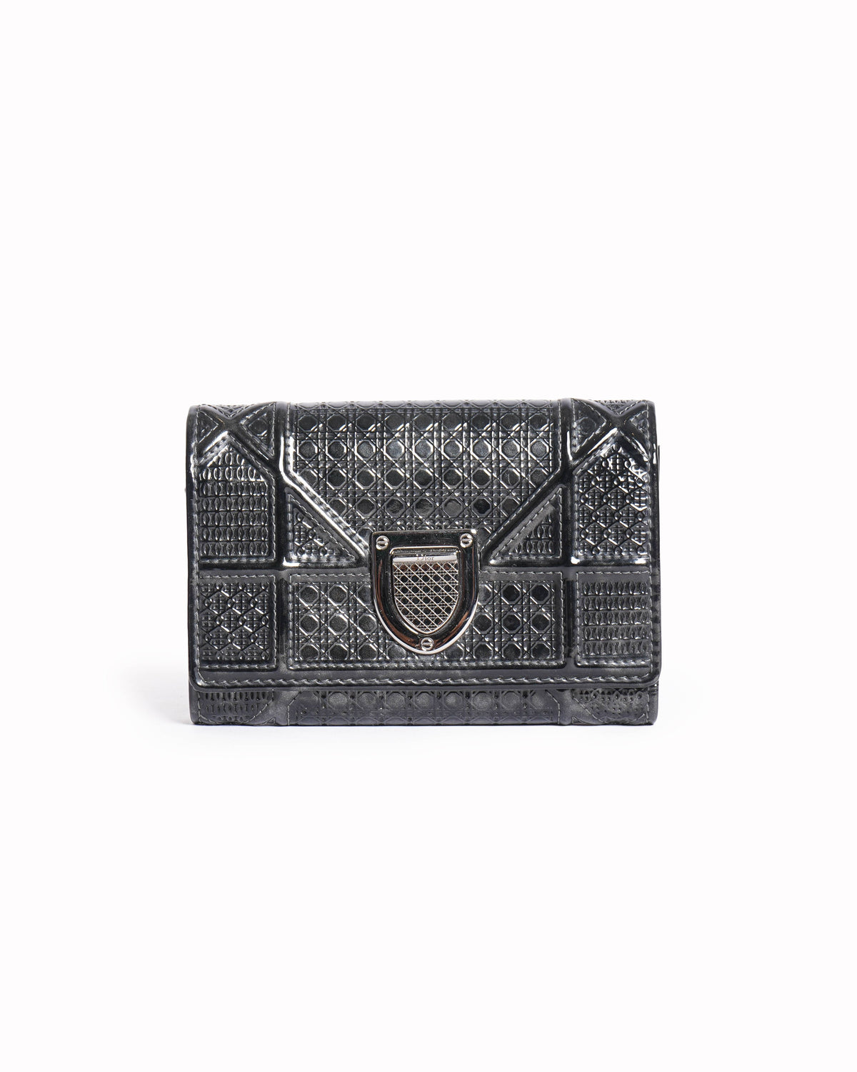 Christian Dior Micro Metallic Diorama Black Micro Cannage Wallet