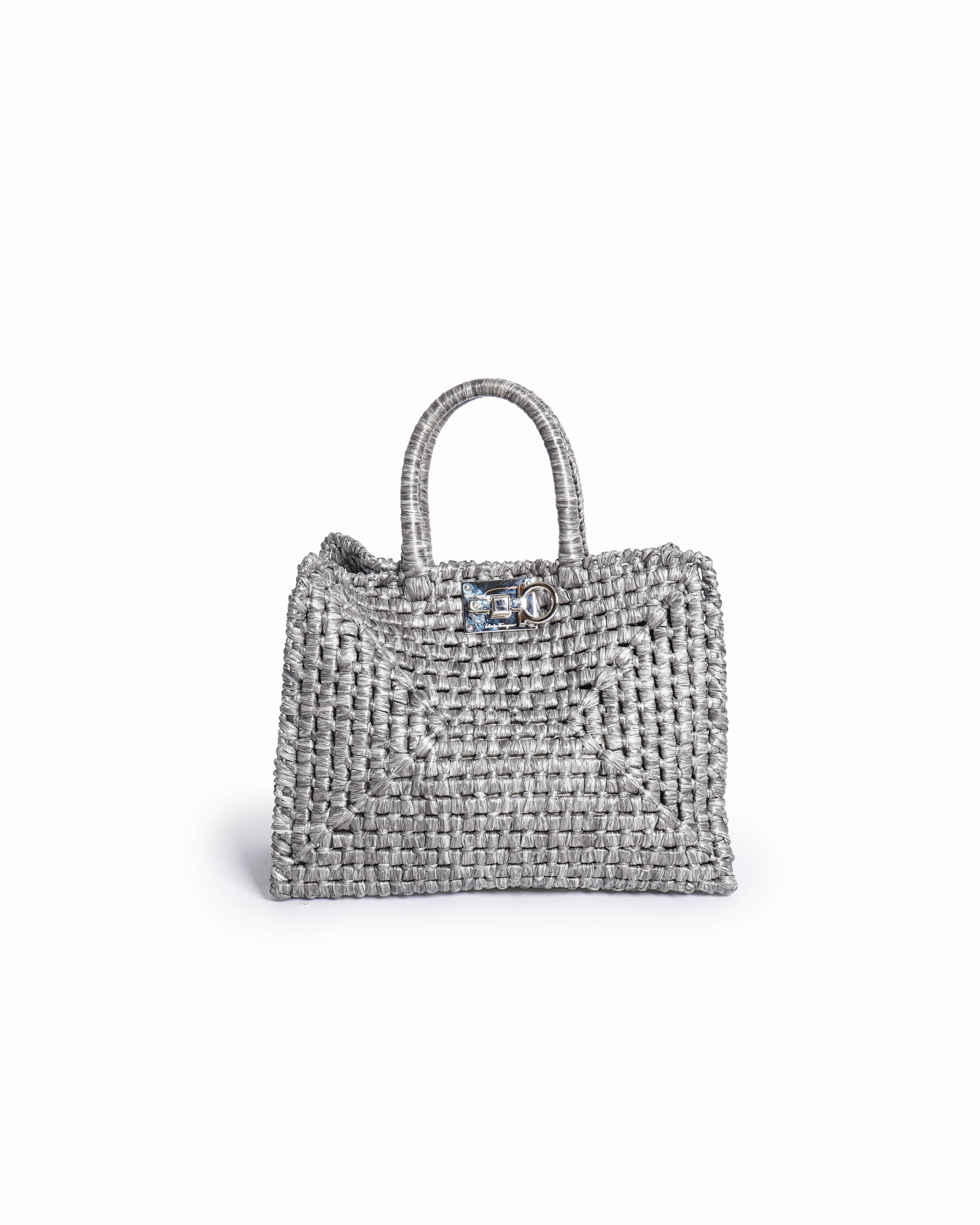 Salvatore Ferragamo Ferragamo Studio Box Woven Raffia Tote Bag
