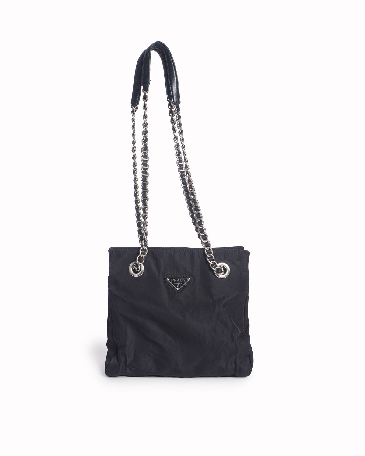 Prada Vintage Tessuto Catena Black Nylon Shoulder Bag