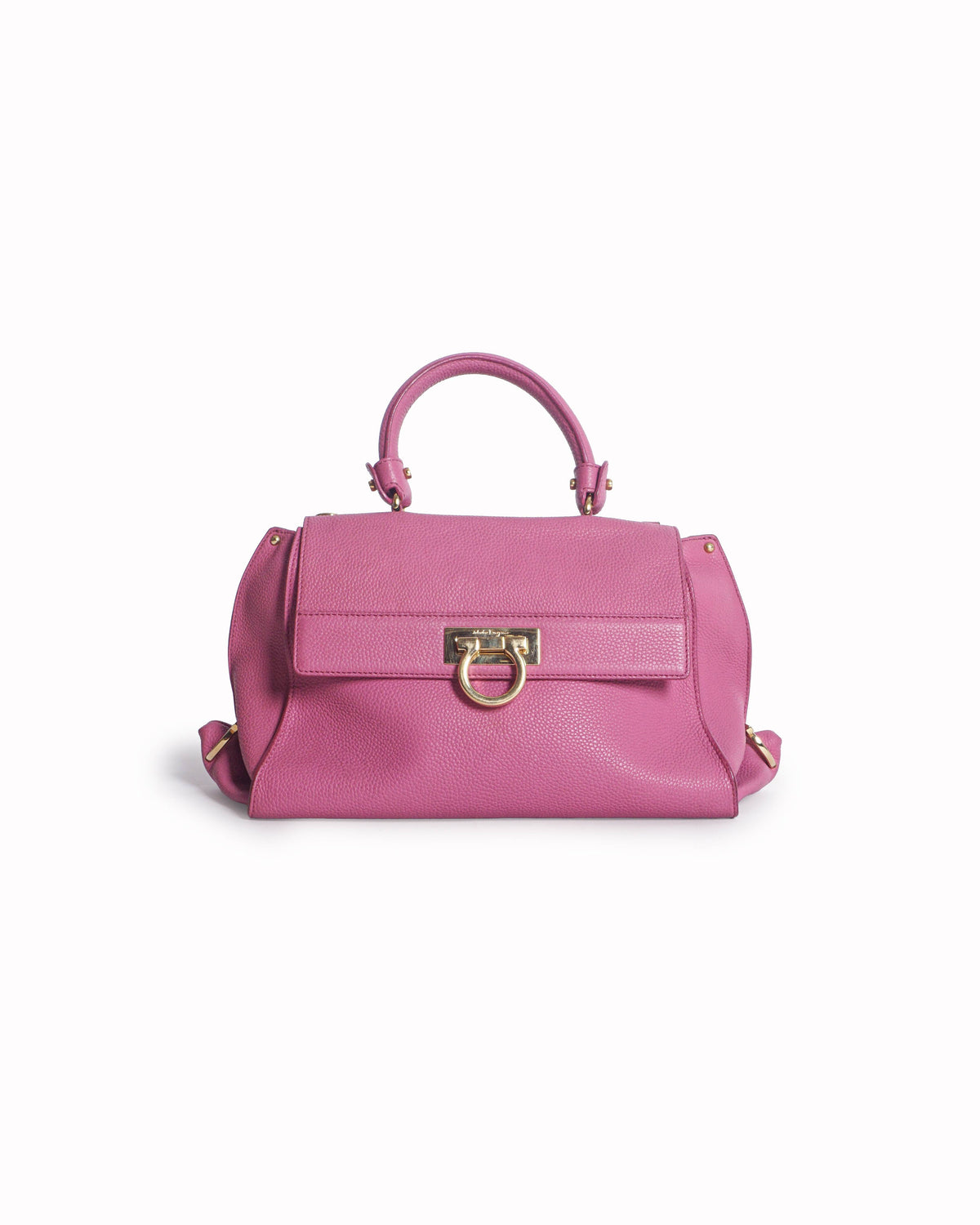 Salvatore Ferragamo Magenta Pink Pebbled Leather Sofia Bag