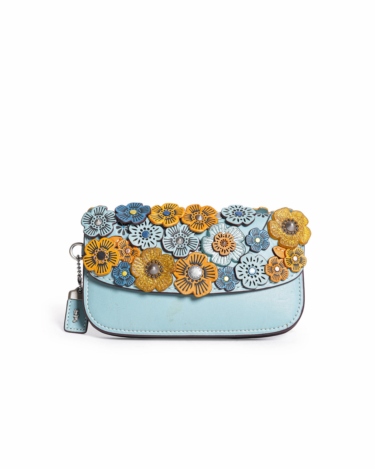Coach Tea Rose Appliqué Flap Clutch