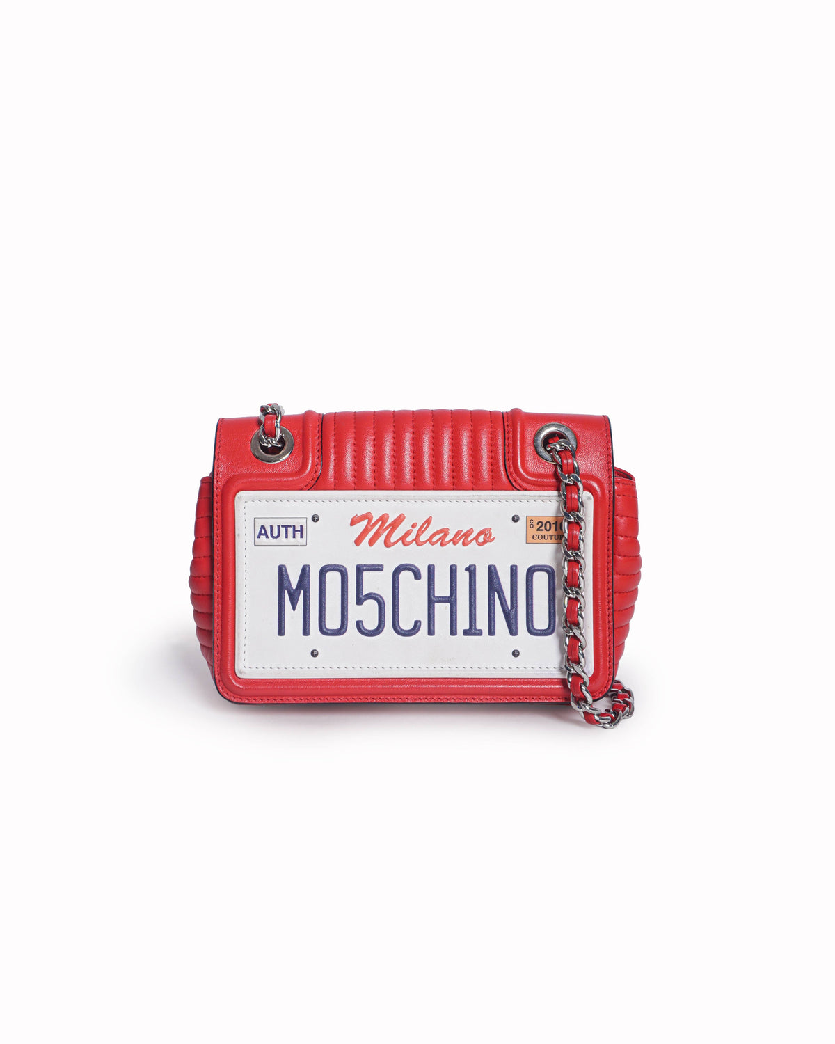 Moschino Number Plate Shoulder Bag In Red