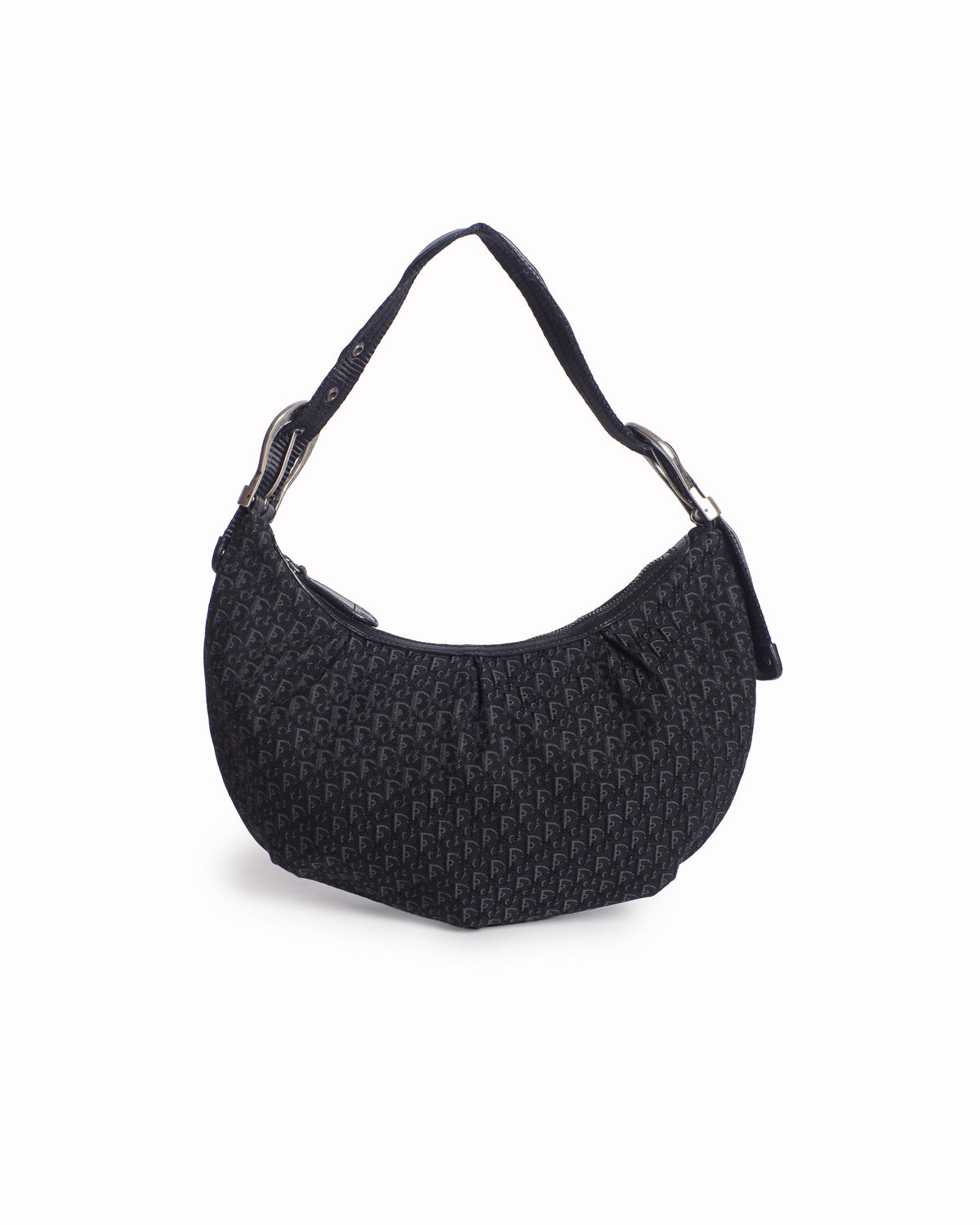 Dior Black Oblique Canvas & Leather Buckle Handle Hobo