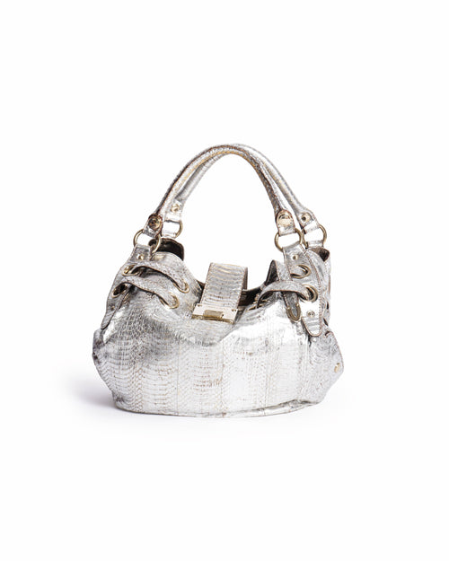 Jimmy Choo Silver Python Ramona Shoulder Bag