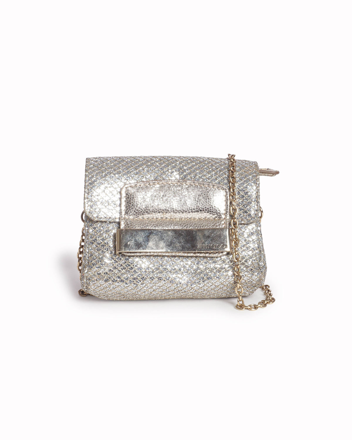 Jimmy Choo Gold & Silver Glitter Mini Rebel Crossbody Bag