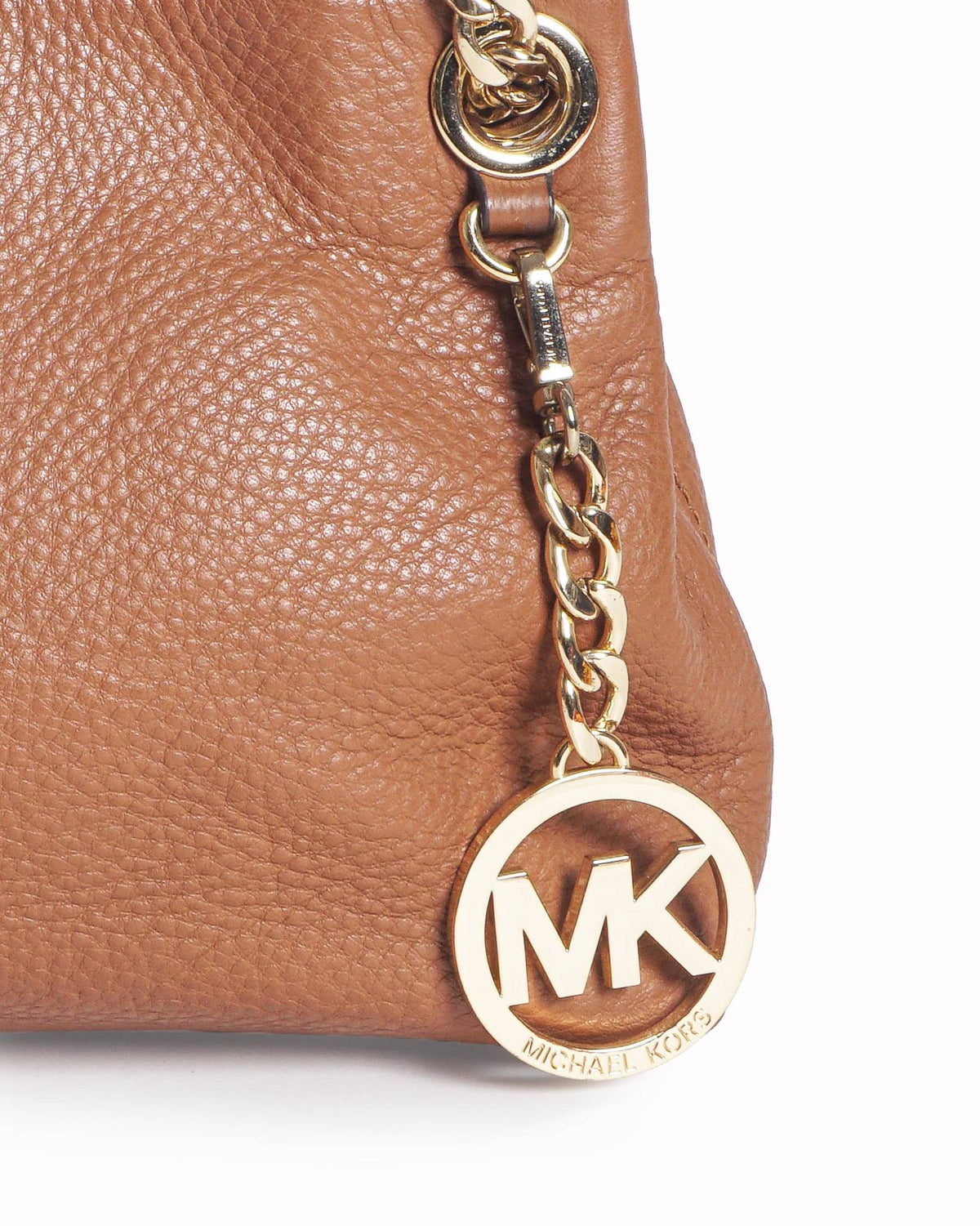 Michael Kors Brown Pebbled Leather Jet Set Chain Tote