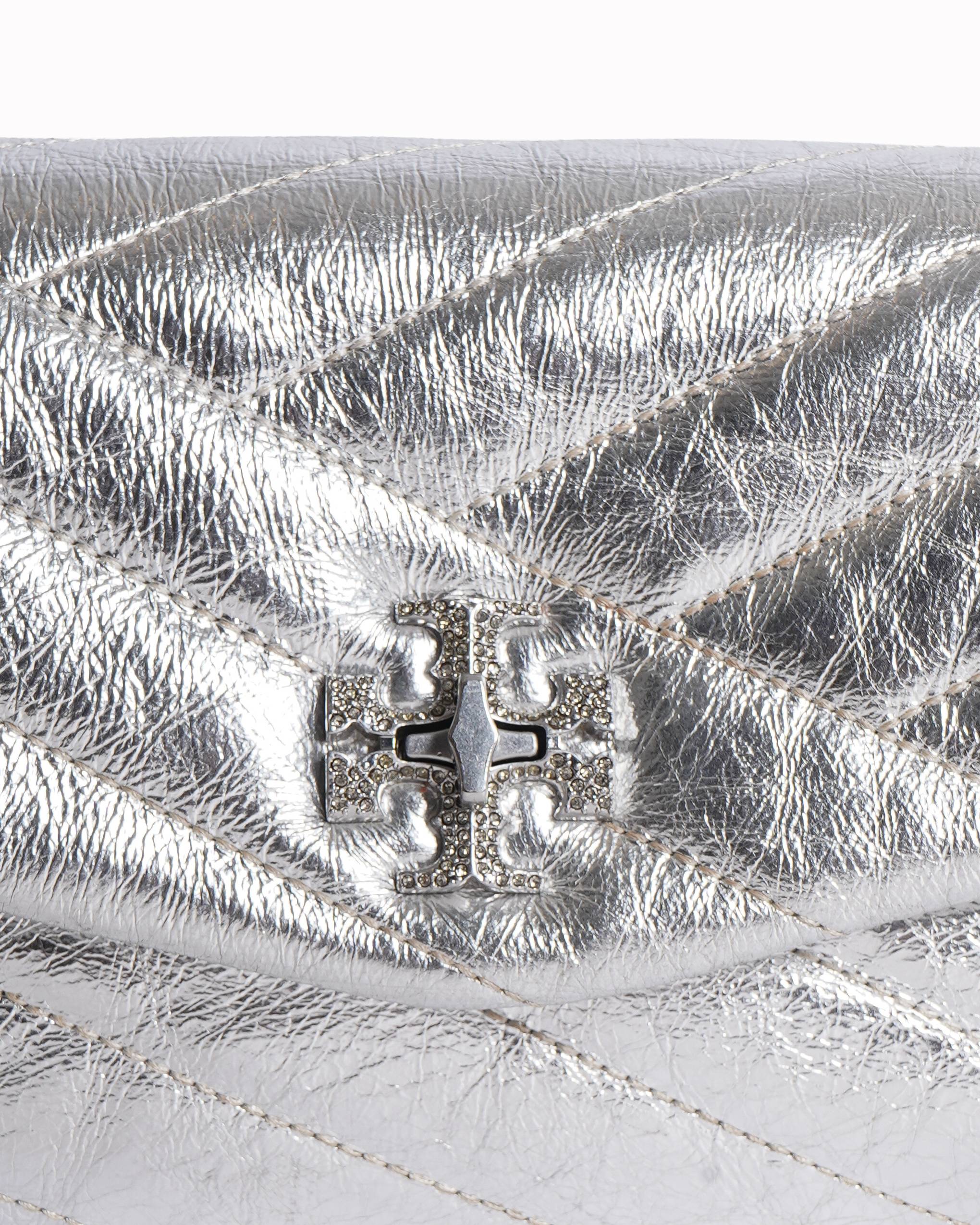 Tory Burch Kira Chevron Metallic Pavé Twist Lock Crossbody Bag