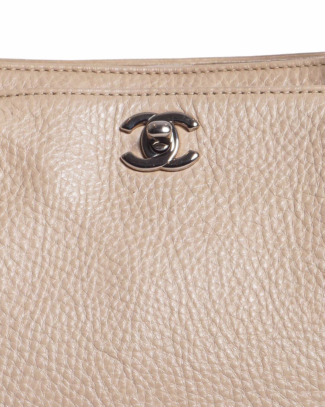 Chanel Beige Pebbled Leather Executive Cerf Tote